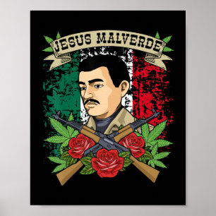 Jezus Malverde Shirt voor vrouwen en Mannen geeft  Poster