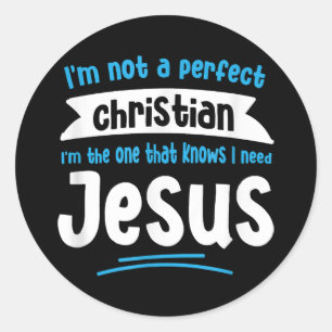 Jezus Mannen Vrouwen Kinderen Fun Christelijke Fai Ronde Sticker