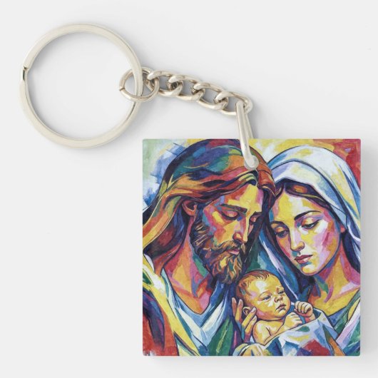 Jezus Maria en Jozef Sleutelhanger (voorkant)