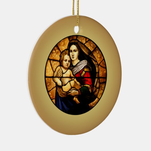 Jezus ~ Maria ~ Glas in lood Panel ~ Keramisch Ornament (Rechts)