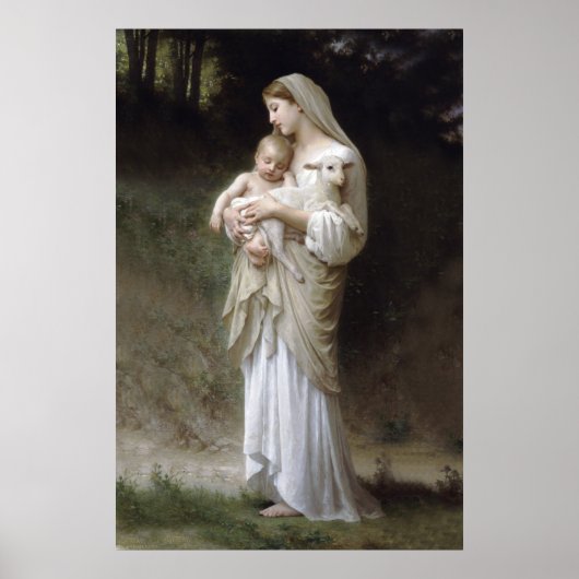 Jezus, Mary en het lammetje groot. Poster (Voorkant)