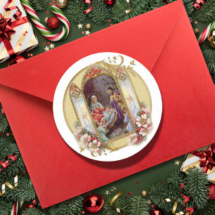  Jezus Mary Joseph Natitivity Floral Holiday Ronde Sticker