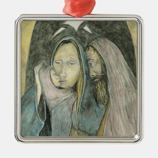 Jezus Mary Joseph Natitivity Religieuze Kerstmis Metalen Ornament (Voorkant)