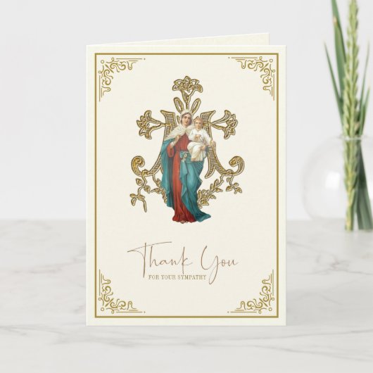Jezus Mary katholieke begrafeniscondoleances Bedankkaart (Voorkant)