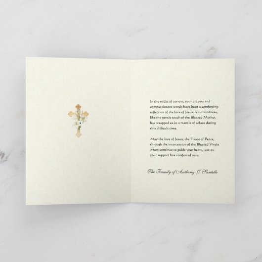 Jezus Mary katholieke begrafeniscondoleances Bedankkaart (Binnen)