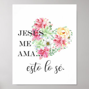 Jezus me ama esto la se bloemen hart poster