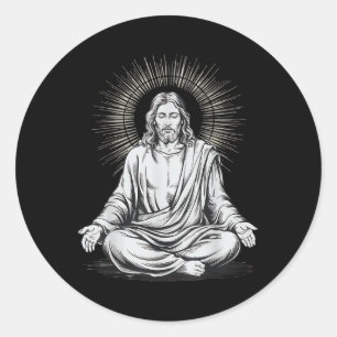Jezus mediteert Christelijke meditatie Ronde Sticker