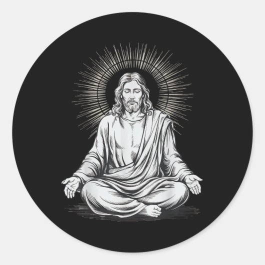 Jezus mediteert Christelijke meditatie Ronde Sticker (Voorkant)