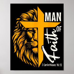 Jezus Mens Van Het Geloof Leeuw Kruis I Korintiërs Poster