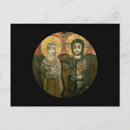 Jezus met Abbot Coptic Icon Briefkaart (Voorkant)