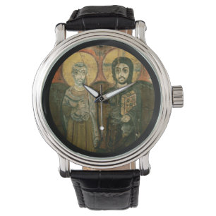 Jezus met Abbot Coptic Icon Horloge