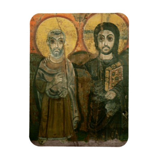 Jezus met Abbot Coptic Icon Magneet (Verticaal)