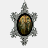 Jezus met Abbot Coptic Icon Tin Sneeuwvlok Ornament (Links)