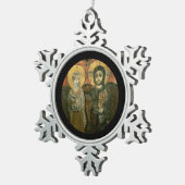 Jezus met Abbot Coptic Icon Tin Sneeuwvlok Ornament (Rechts)