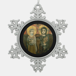 Jezus met Abbot Coptic Icon Tin Sneeuwvlok Ornament