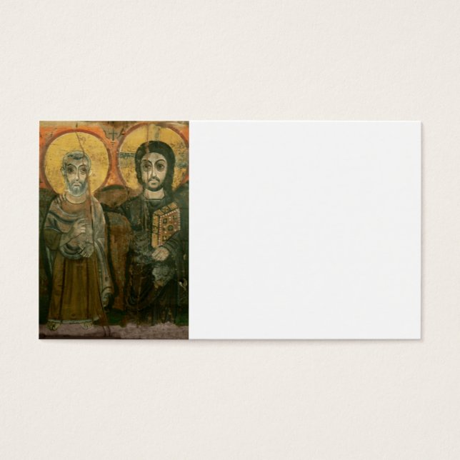 Jezus met Abbot Coptic Icon Visitekaartjes (Voorkant)