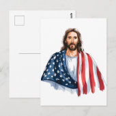 Jezus met Amerikaanse vlag kunst abstracte waterve Briefkaart (Voorkant / Achterkant)
