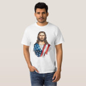 Jezus met Amerikaanse vlag T-shirt (Voorkant volledig)