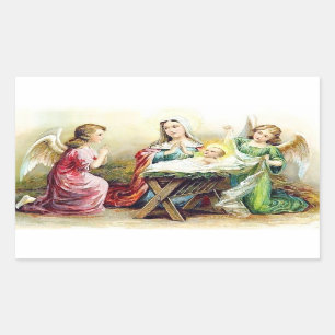 Jezus met Angels Rechthoekige Sticker