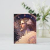 Jezus met bloemen in haar door Mucha AI Generated Briefkaart (Staand voorkant)