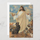 Jezus met de dieren feestdagenkaart (Voorkant / Achterkant)