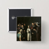 Jezus met de dokters vierkante button 5,1 cm (Voorkant /achterkant)