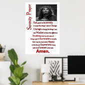 Jezus met doornen op zijn hoofd Het Serenity gebed Poster (Thuiskantoor)