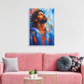 Jezus met doornenkroon in Abstracte kleur Splas Canvas Afdruk (Insitu (Woonkamer))