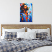 Jezus met doornenkroon in Abstracte kleur Splas Canvas Afdruk (Insitu (Slaapkamer))
