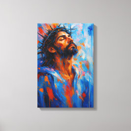 Jezus met doornenkroon in Abstracte kleur Splas Canvas Afdruk