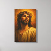 Jezus met doornenkroon in warm klassiek portret canvas afdruk (Voorkant)