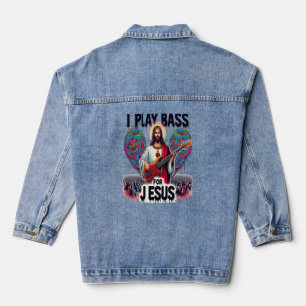 Jezus met een basgitaar denim jacket