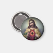 Jezus met een gloed heilig hart magneet (Voorkant / Achterkant)
