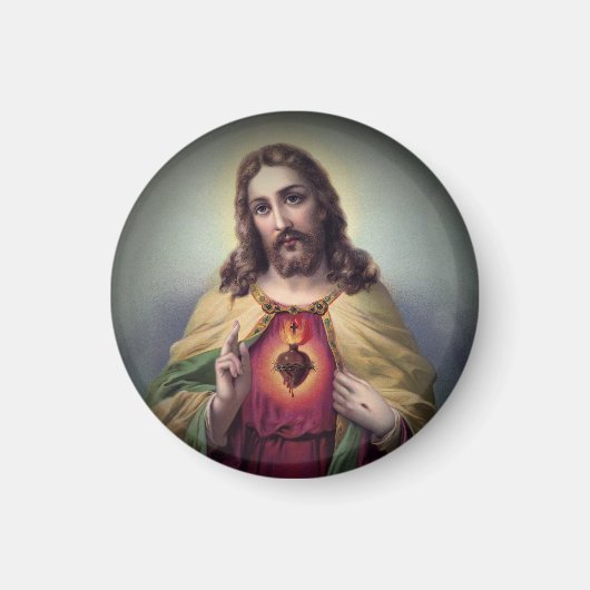 Jezus met een gloed heilig hart magneet (Voorkant)