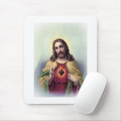 Jezus met een gloed heilig hart muismat (Met muis)