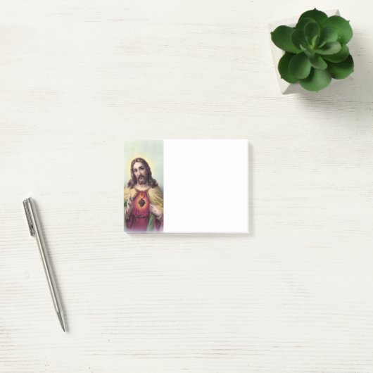 Jezus met een gloed heilig hart post-it® notes (Kantoor)
