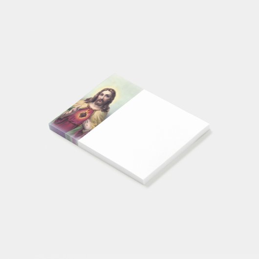 Jezus met een gloed heilig hart post-it® notes (Schuin)