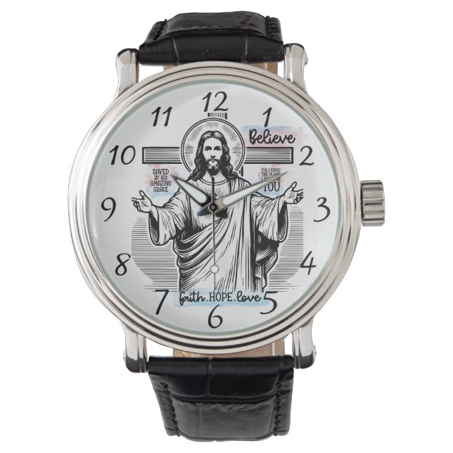 Jezus met een serene blik horloge (Voorkant)