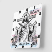 Jezus met een serene blik vierkante klok (Hoek)