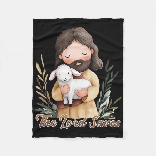 Jezus met een wit lam fleece deken (Voorkant)