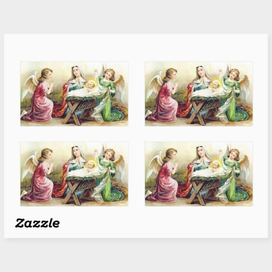 Jezus met engelen Rechthoekige Sticker (Vel)