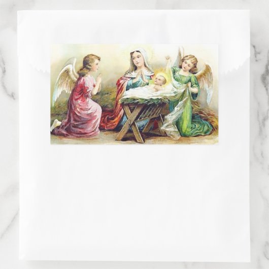 Jezus met engelen Rechthoekige Sticker (Tas)