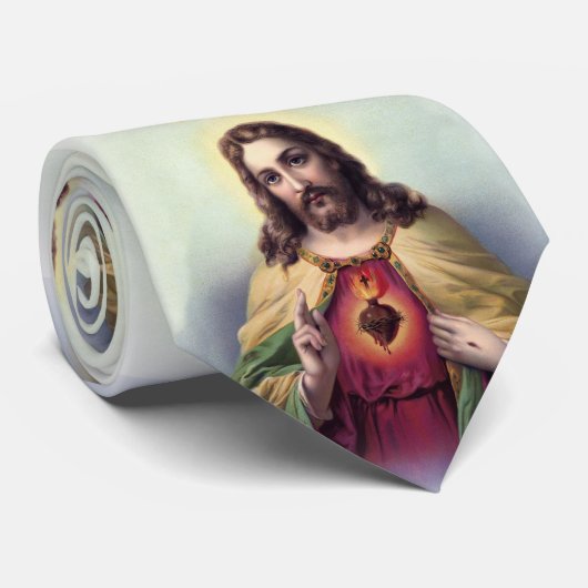 Jezus met gloeiend hart stropdas (Opgerold)