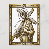 Jezus met het gouden kruis van verlossing briefkaart (Voorkant)