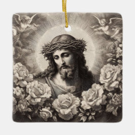 Jezus met het licht van de zon keramisch ornament