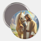 Jezus met het Palomino-paard in het Schilderachtig Magneet (Voorkant / Achterkant)