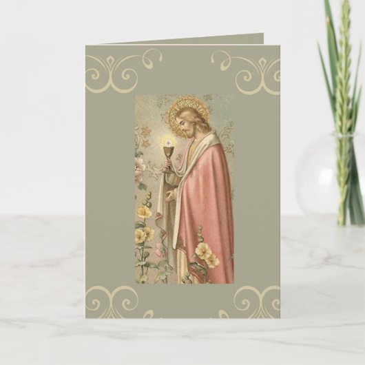 Jezus met kelk Eerste Heilige Communie Kaart (Voorkant)