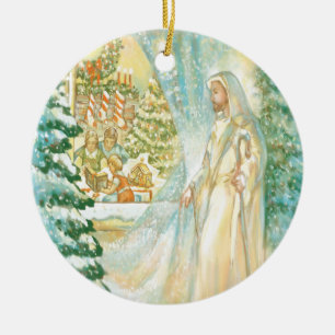 Jezus met Kerstmis door Veil van sneeuw Keramisch Ornament