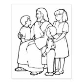 Jezus met kinderen illustratie patroon art stam rubberstempel (Afrduk)