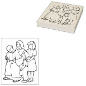 Jezus met kinderen illustratie patroon art stam rubberstempel (Gestempeld)